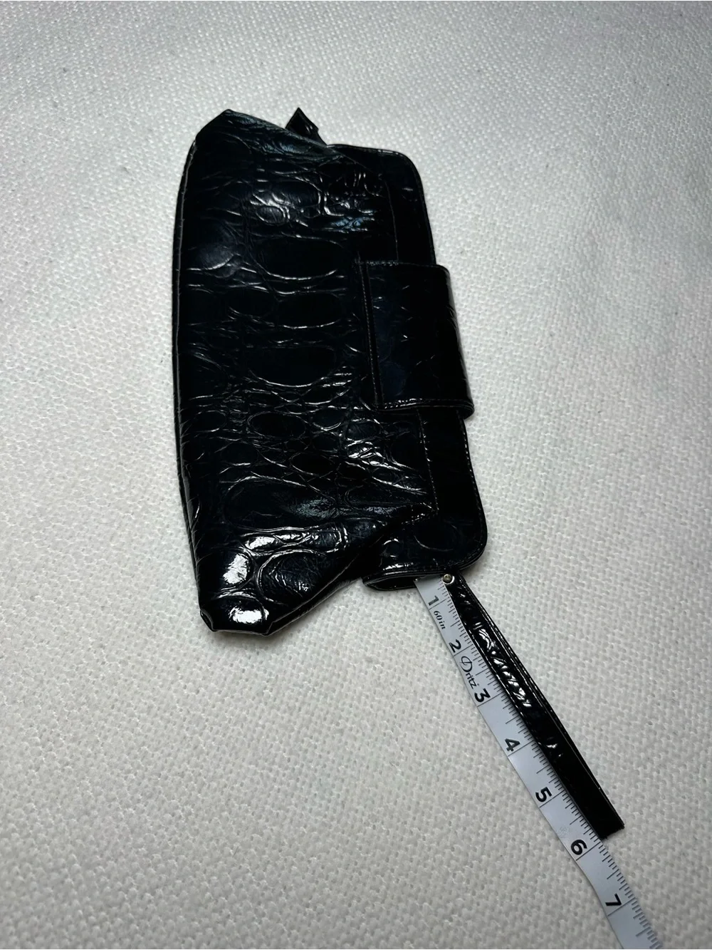 Giannini Black Faux Croc Patent Leather Clutch Wristlet